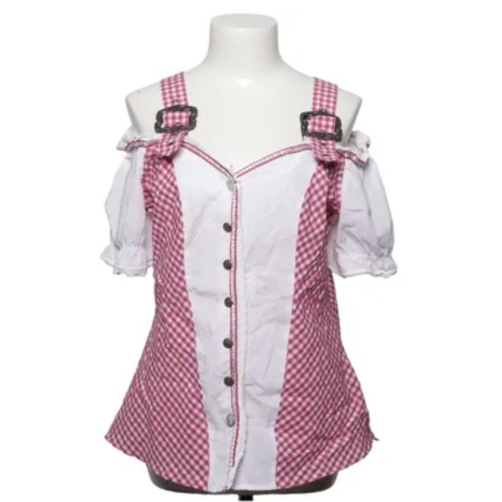 Laura Torelli Vintage Trachten Dirndl Blouse Pink Gingham Oktoberfest Top Sz 20
